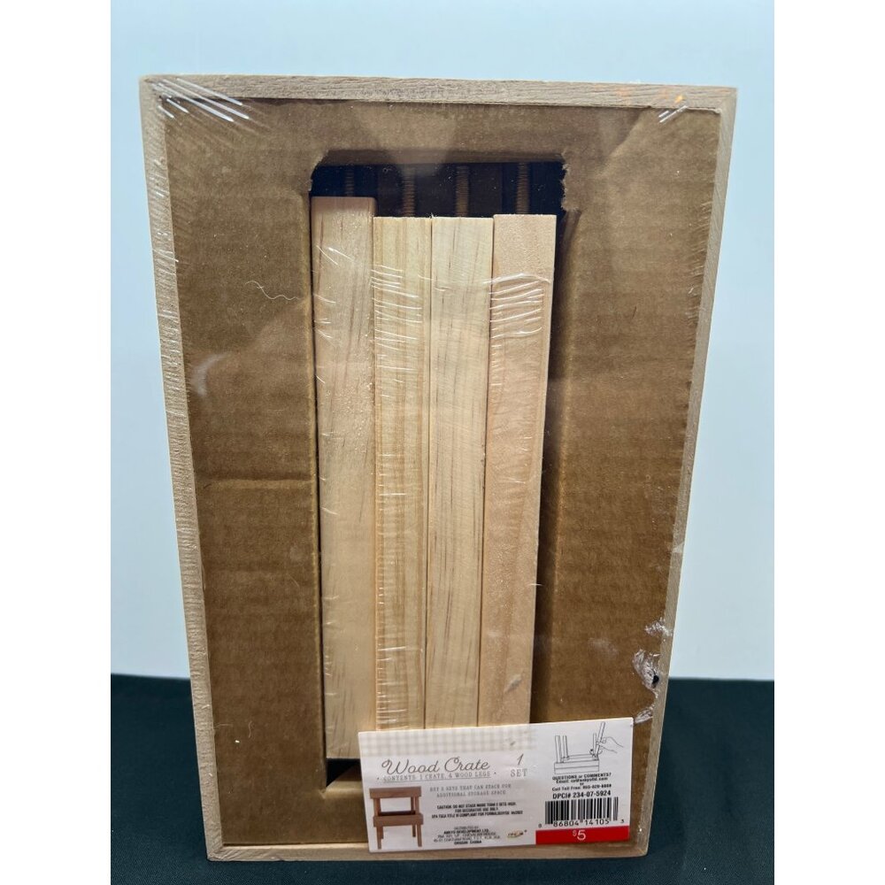 Wood Crate With 4 Legs For Decorative Storage - New